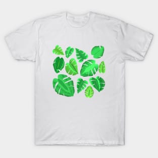 Monstera Plant Leaf Pattern (White Background) T-Shirt